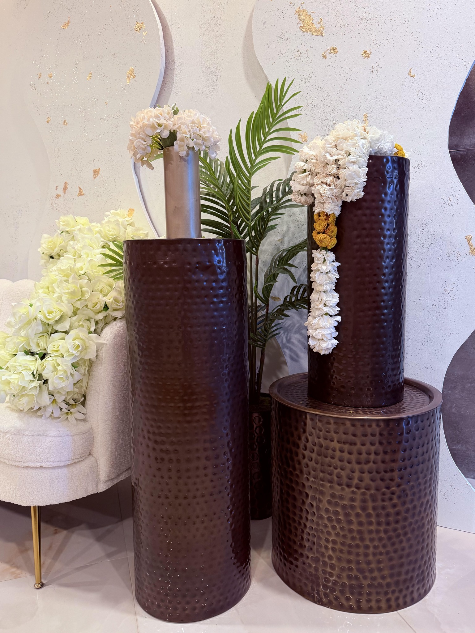 Bronze vases with florals